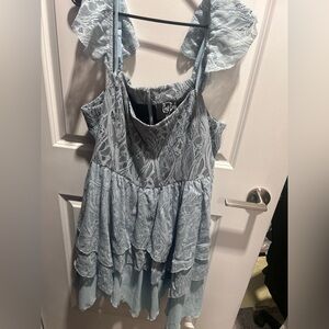 Killstar Lace High Low Dress in Soft Blue